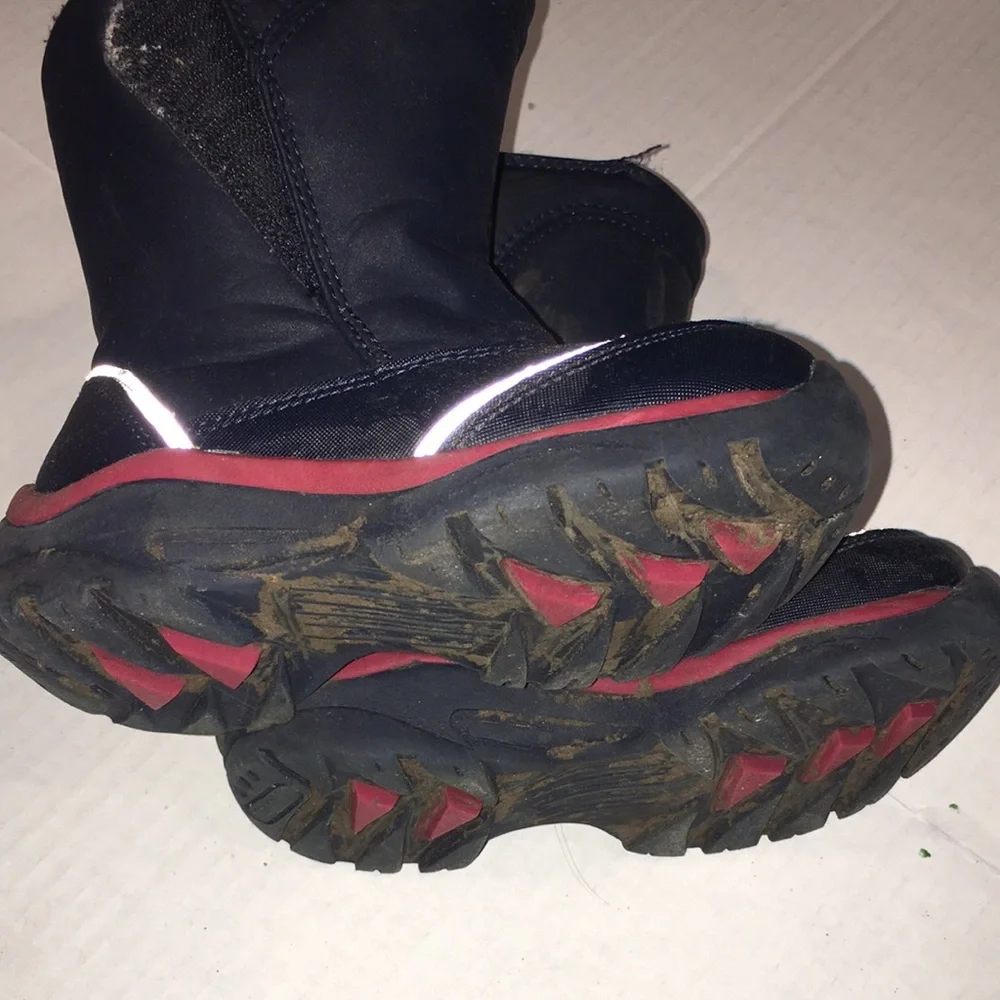 Kids Black and Red Winter Boots